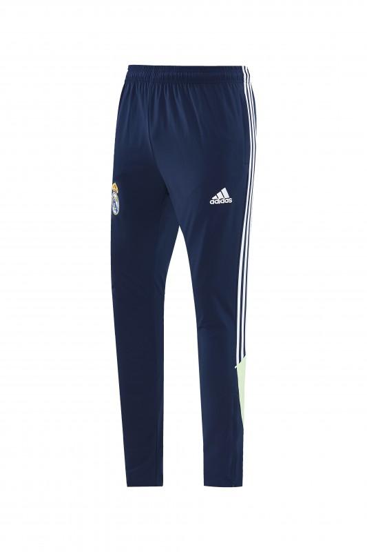 26/27 بدلة رياضية من ريال مدريد باللون الأزرق الداكن مع سترة واقية من الرياح بغطاء للرأس وسحاب كامل + بنطال طويل