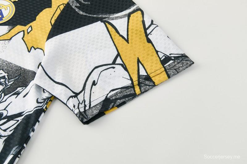 26/27  ريال مدريد أسود × مارفل  قميص بأكمام قصيرة + شورت كرة قدم