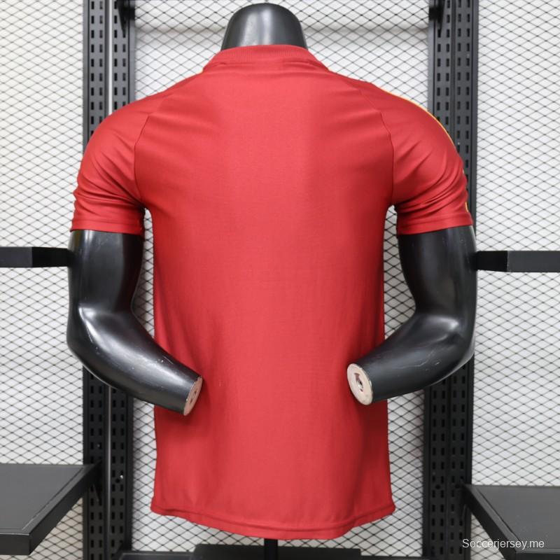 قميص اللاعب الإصدار 2026، AS Roma × Adidas Originals، قميص المنزل باللون الأحمر الداكن الكلاسيكي