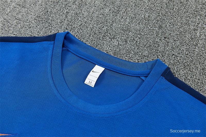 26/27 قميص فرنسا باللونين الأزرق والبرتقالي بأكمام قصيرة + شورت كرة قدم