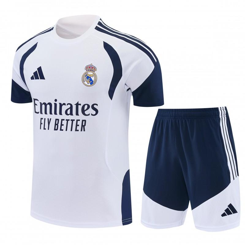 26/27 ريال مدريد  قميص أبيض بأكمام قصيرة + شورت كرة قدم