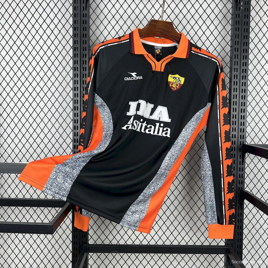 قميص بأكمام طويلة الأكمام طويلة الأكمام 1998/99 ريترو روما الثالث