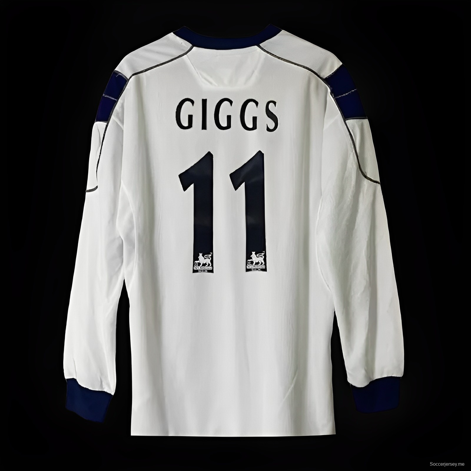 قميص ريترو 00/1 مانشستر يونايتد بأكمام طويلة أبيض اللون أبيض اللون
