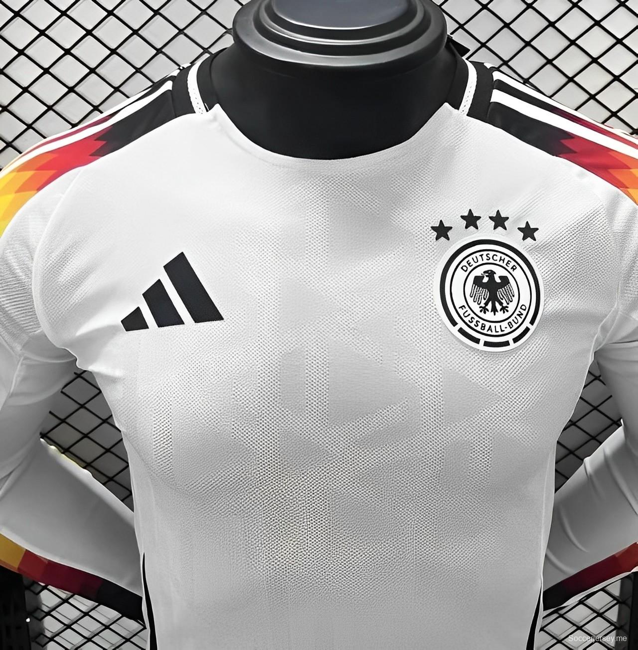 نسخة اللاعب 2024 قميص المنتخب الألماني بأكمام طويلة الأكمام للبيت الأبيض
