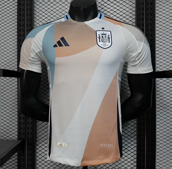 إصدار اللاعب 2025 قميص إسبانيا قبل المباراة أبيض بنقوش هندسية قبل المباراة 2025