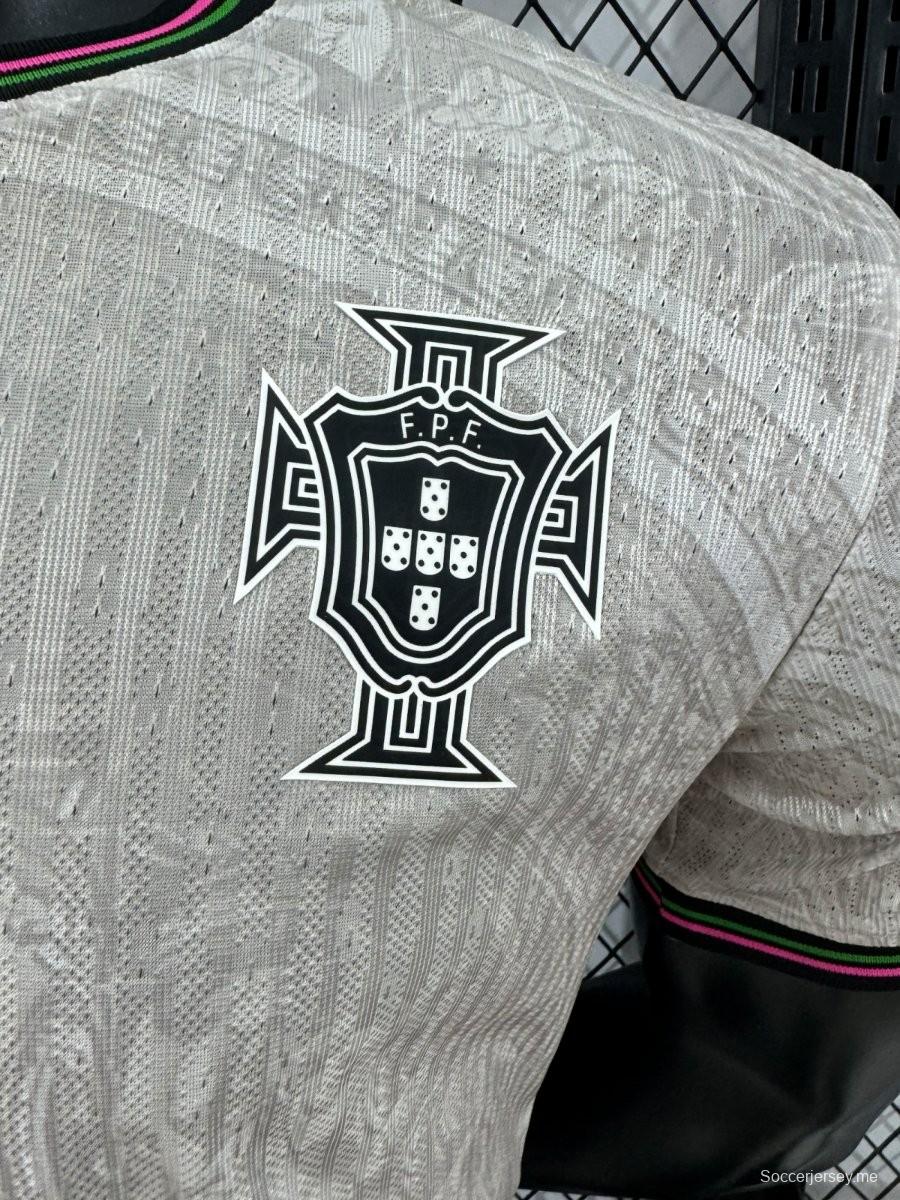 إصدار اللاعب 2025 قميص البرتغال الخارجي 2025 أبيض بنقشة دقيقة