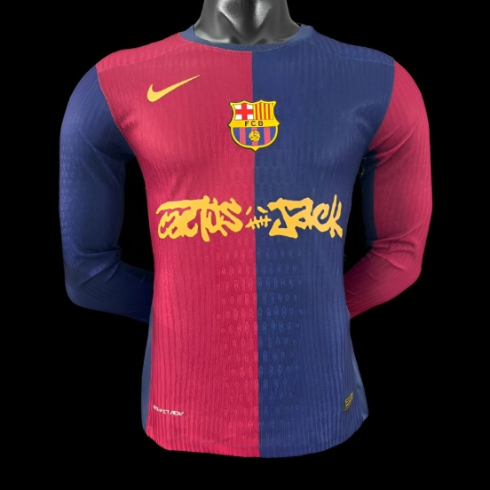 إصدار اللاعب 24/25 برشلونة × ترافيس سكوت قميص بأكمام طويلة الأكمام للمنازل