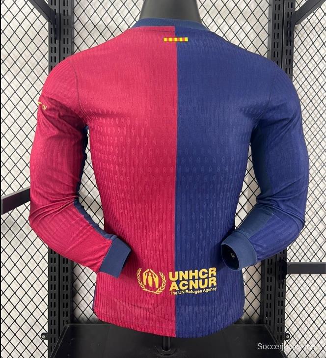 إصدار اللاعب 24/25 برشلونة × ترافيس سكوت قميص بأكمام طويلة الأكمام للمنازل