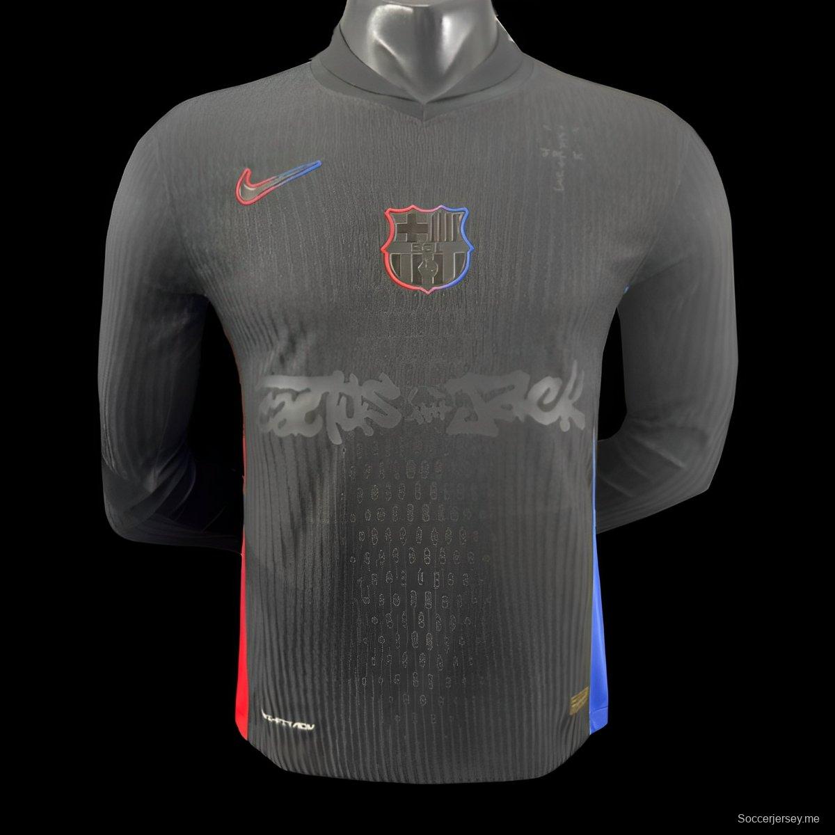 إصدار اللاعب 24/25 برشلونة × ترافيس سكوت قميص بأكمام طويلة الأكمام من برشلونة × ترافيس سكوت