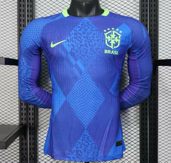 إصدار اللاعب 2025 قميص البرازيل بأكمام طويلة الأكمام خارجي 2025