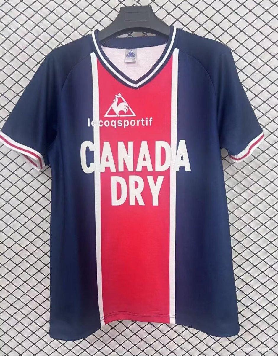 قميص قطني ريترو 74/75 لباريس سان جيرمان مع راعي مخملي