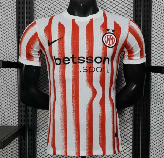 إصدار اللاعب 25/26 قميص خاص مخطط بالأحمر/الأبيض لإنتر ميلان 25/26