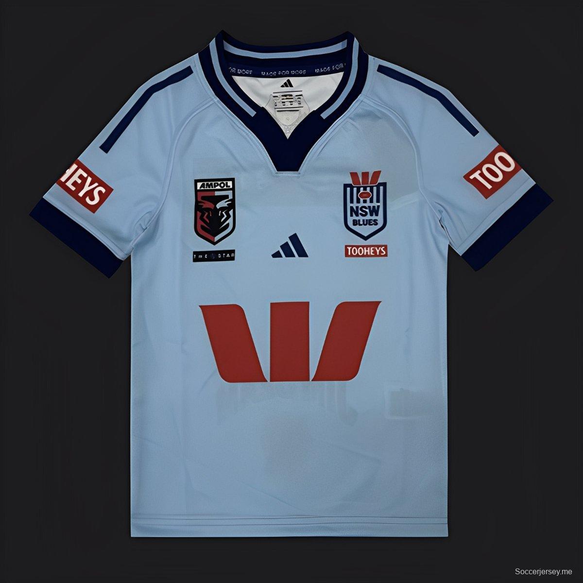 2026 قميص 2026 كيدز نيو ساوث ويلز بلوز أزرق سماوي بحواف كحلية