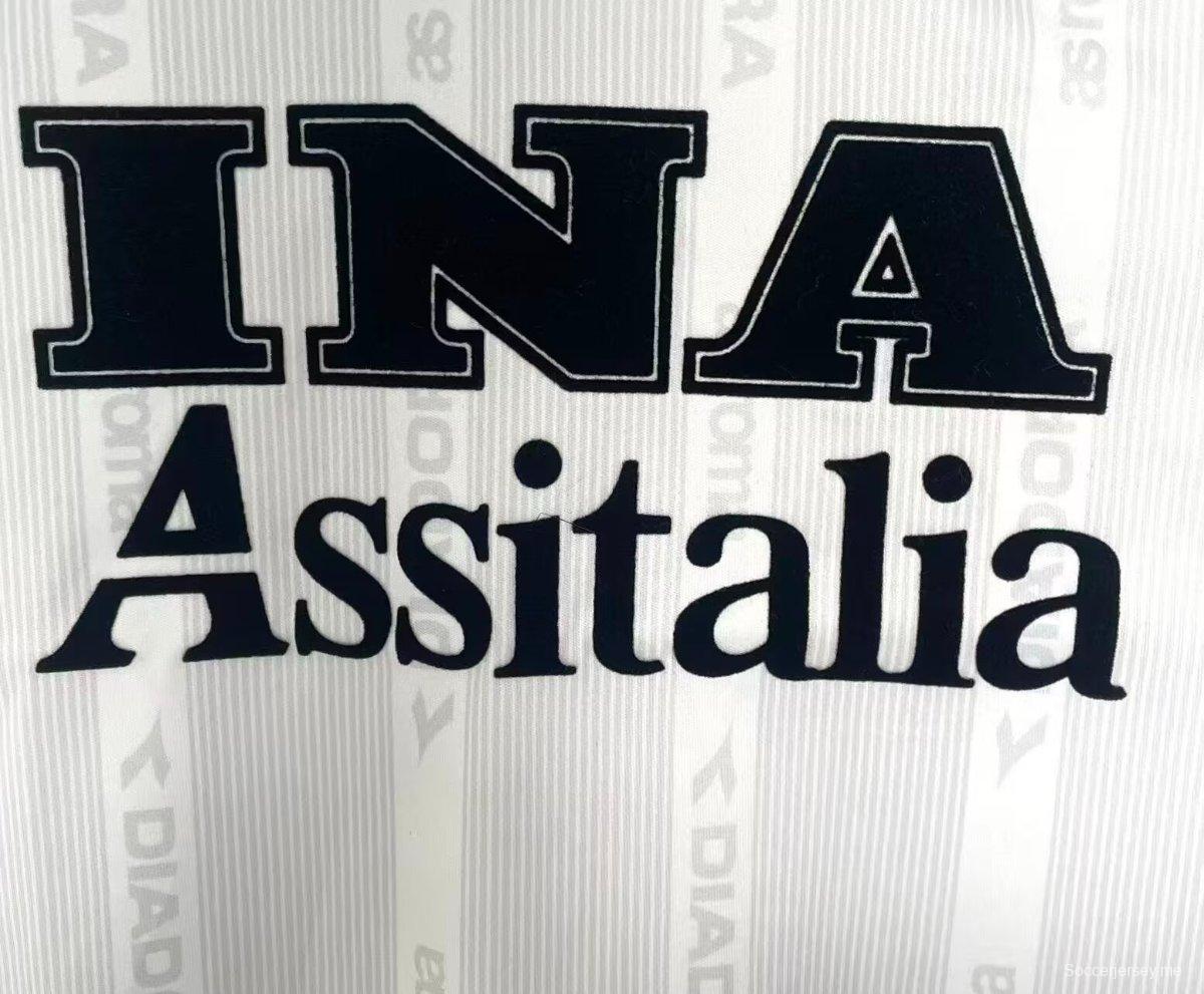 قميص ريترو 98/99 روما ذهاباً وإياباً أبيض طويل الأكمام