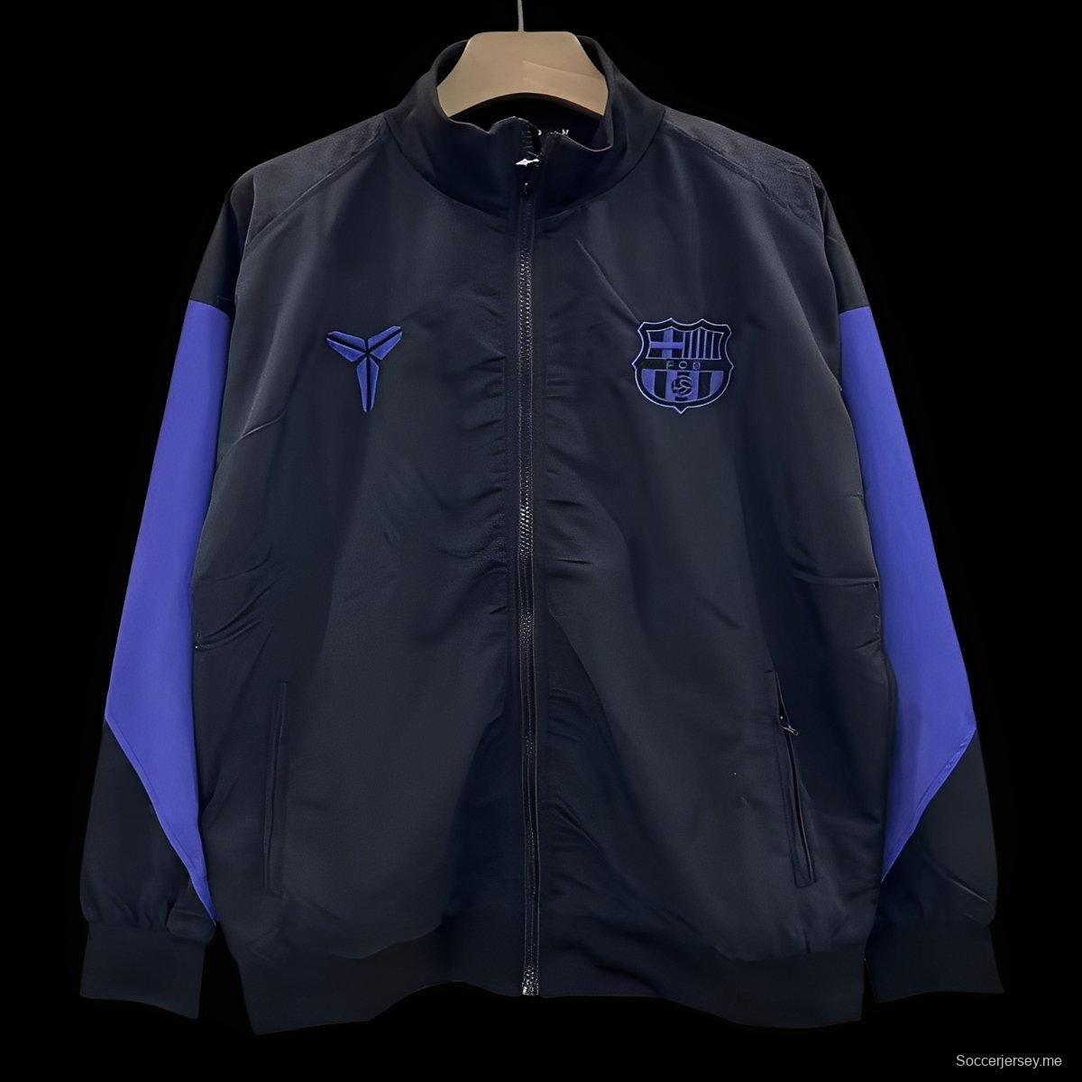 25/26 برشلونة أسود مع سترة واقية مخططة بالأرجواني