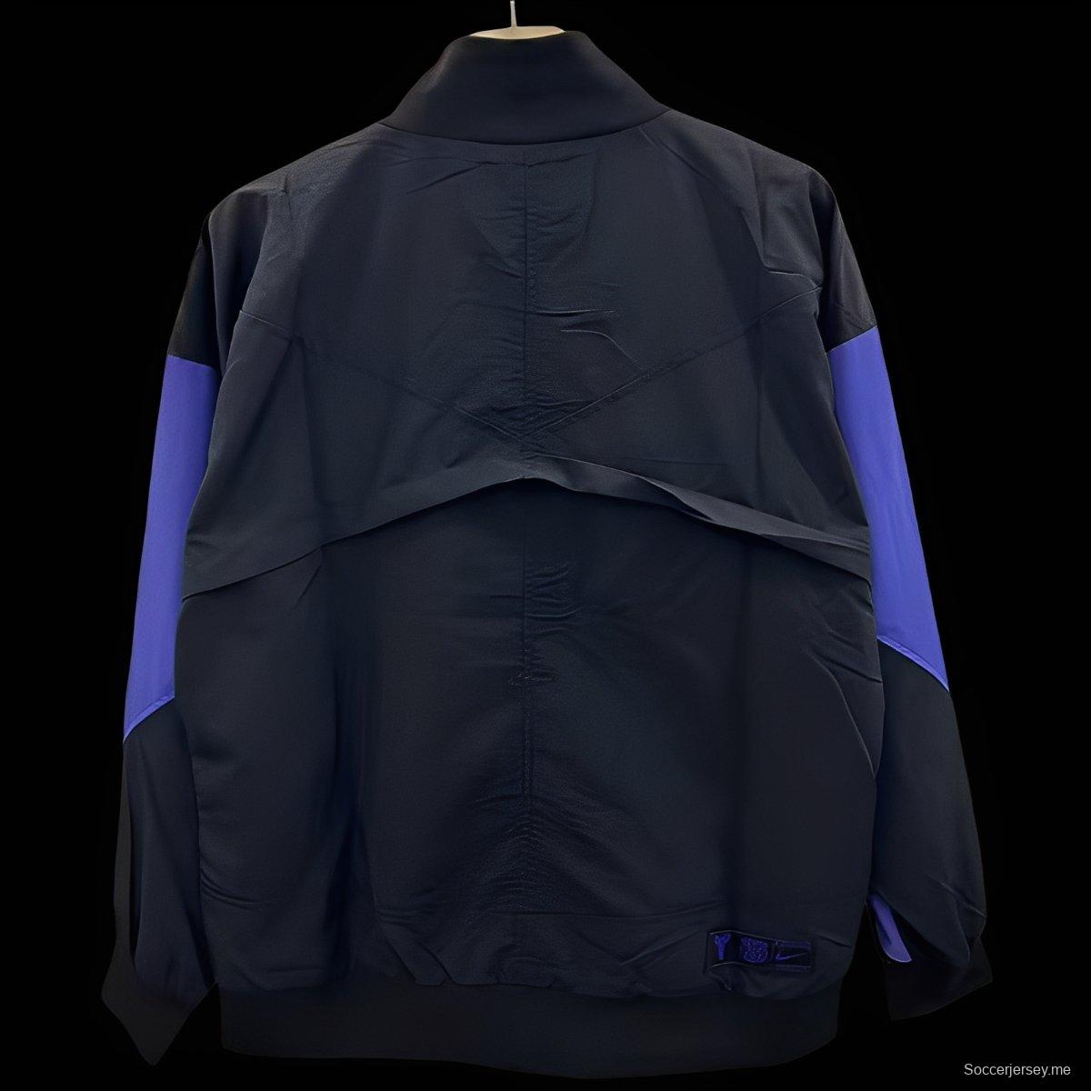 25/26 برشلونة أسود مع سترة واقية مخططة بالأرجواني