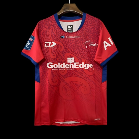 25/26 قميص تاسمان ماكو أحمر مع قميص بنمط قبائل الماوري