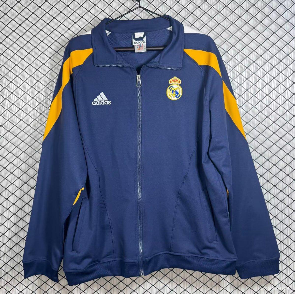 جاكيت ريترو 98/99 ريال مدريد أزرق داكن/أصفر بسحاب كامل