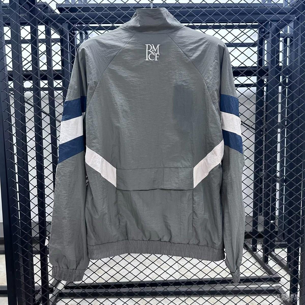 25/26 ريال مدريد رمادي سترة واقية من الرياح بسحاب كامل