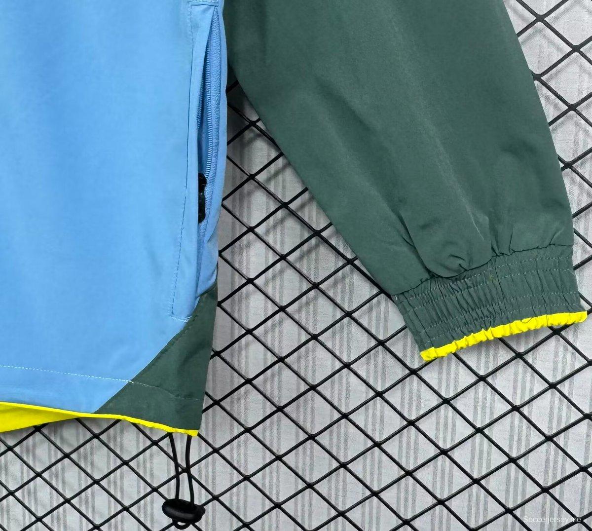 ريترو 02/03 سبورتنج لشبونة سترة واقية من الرياح خضراء بسحاب كامل